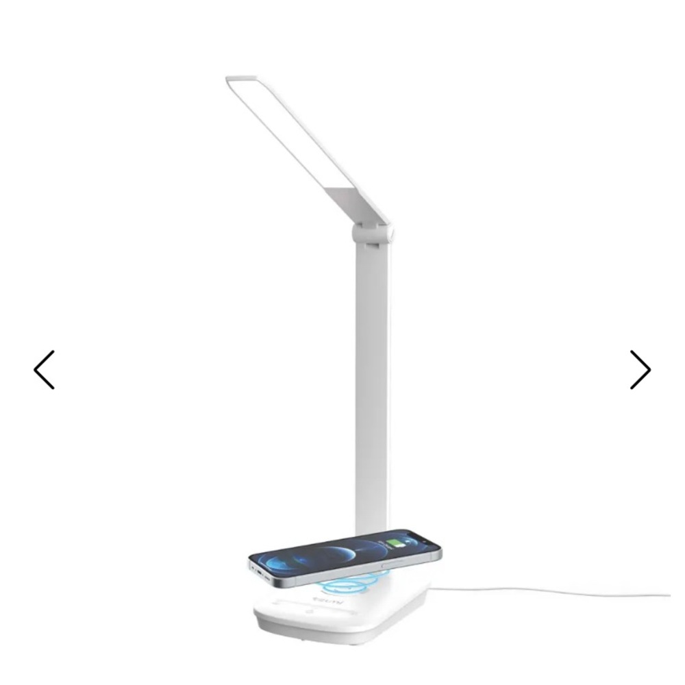 Sleek White LED Reading Light with Wireless Charging